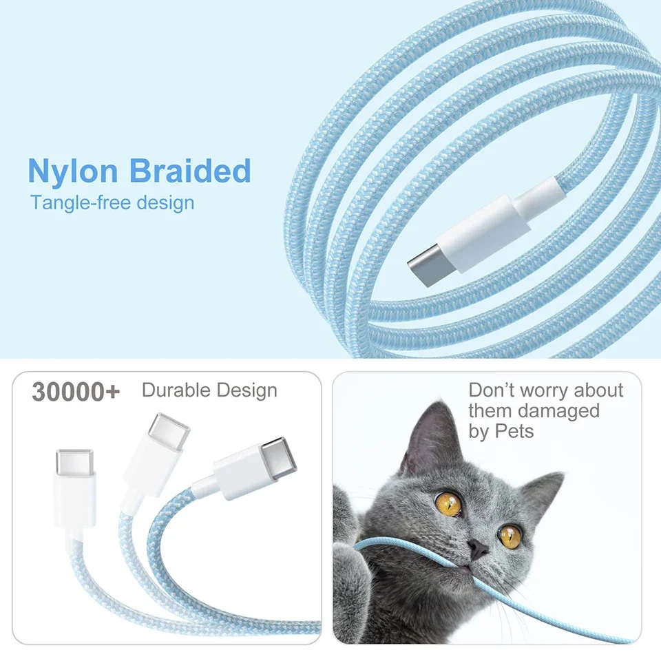 USB C Cable For i15 Pro Max PD 65W 25W Turbo charging Cord Type C Fast Charger For Samsung S23 S24 Xiaomi