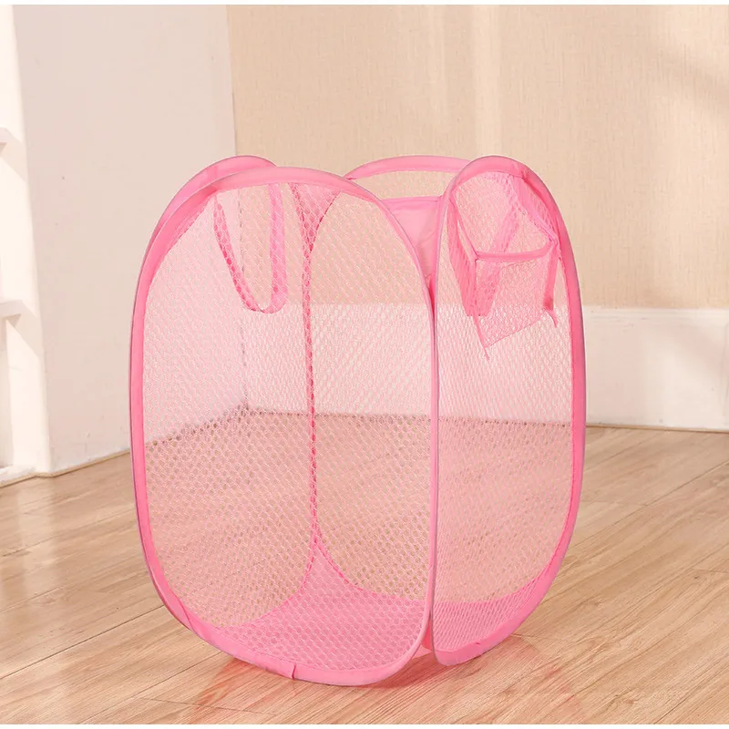 New Foldable Dirty Clothes Basket Storage Basket Color Mesh Clothes Dirty Clothes Basket For Household Bathroom Laundry Sorting