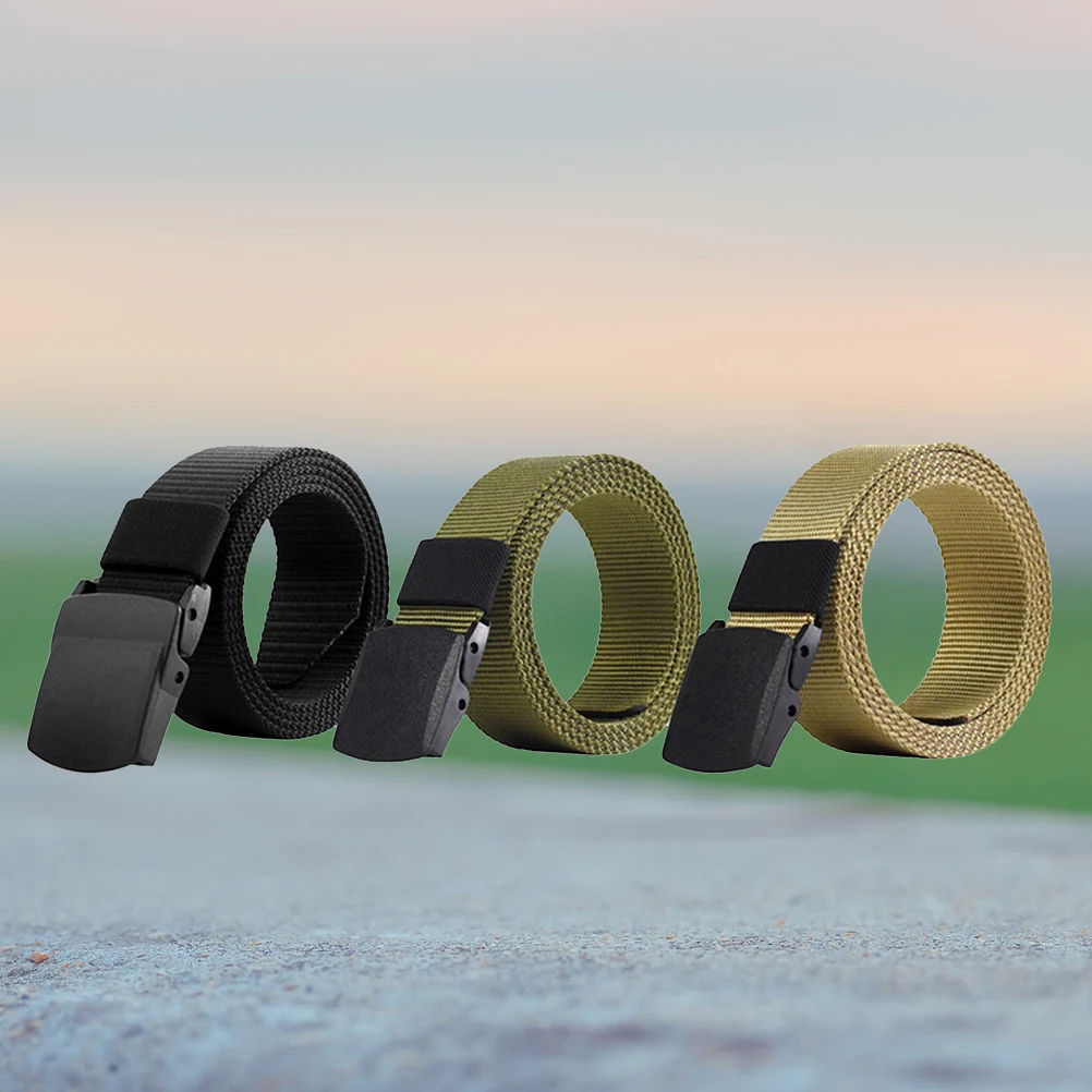 

3pcs Quick-dry Military Canvas Belt for Men Women Adjustable Plastic Buckle Waist Training Belt Sports Hunting Shooting