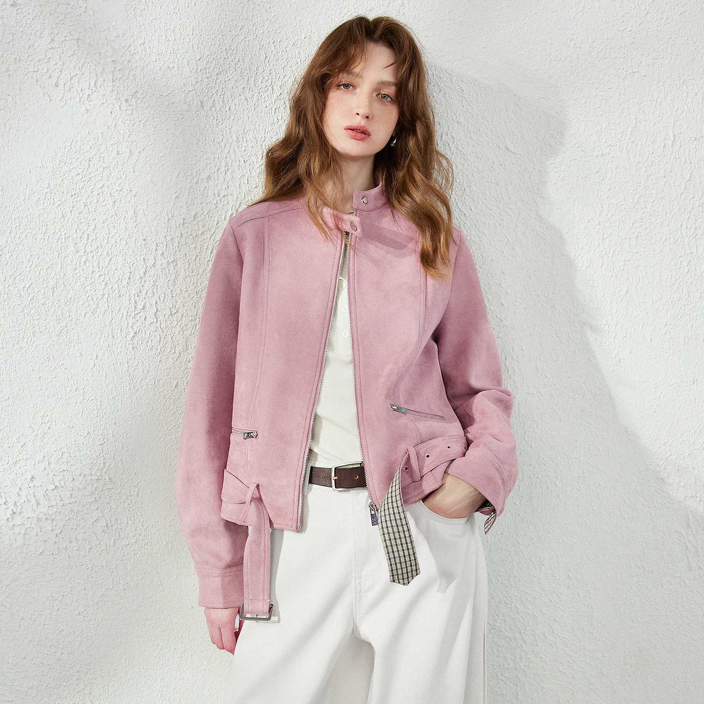 TOYOUTH Women Jacket 2026 Autumn New Urban Nomadic Hunting Jacket Floral Embroidery Patchwork Leather Lapel Cargo Outerwear