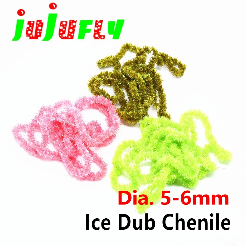 

Popular 2yards fly tying ice dubbing chenile yarn Dia 6mm wooly bugger streamers body wrapping tying materials for saltwater fly