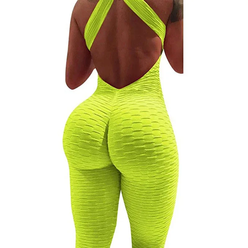 Women Open Crotch Bodysuits Sexy Backless Gym Breathable Sport Hidden Zippers Push Up Fitness Crotchless Pants Hollow Out Cloth