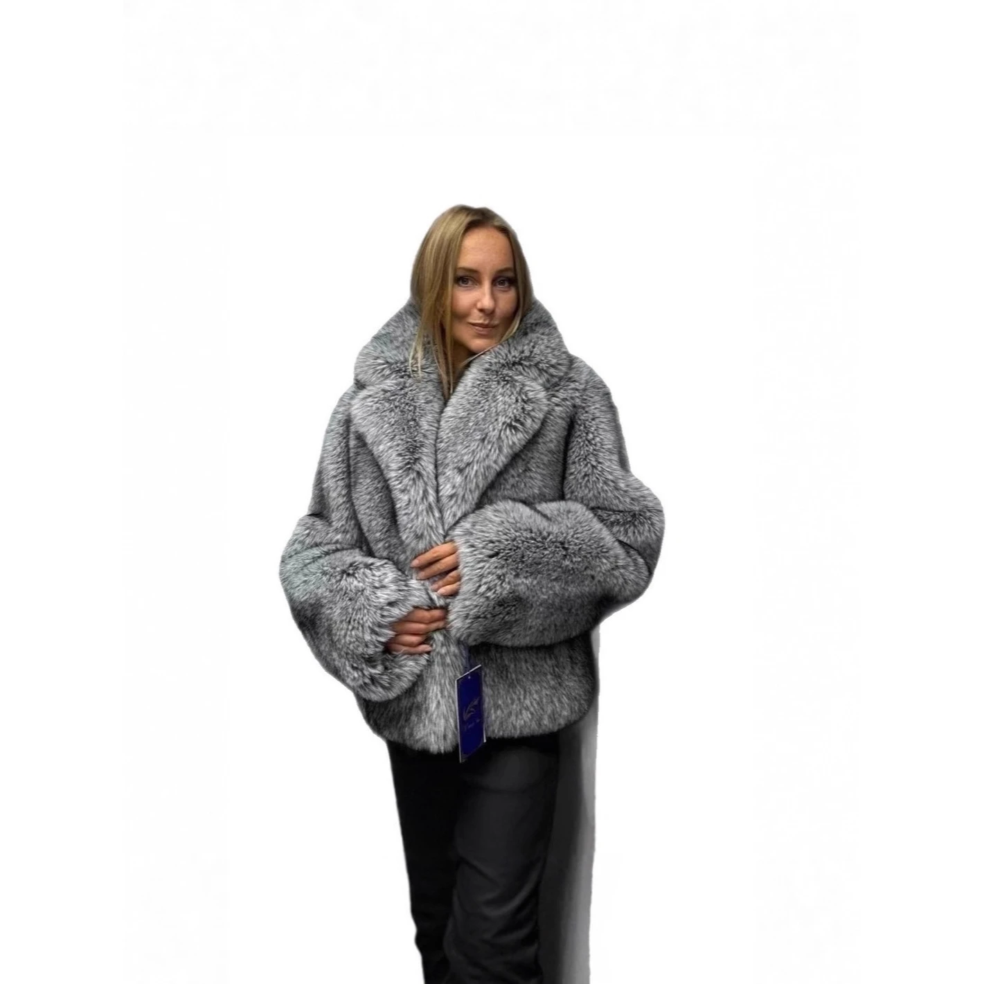 معطف نسائي فروي دافئ ملابس خارجية شتوية 200 جرام من الجلد المحيط جايت طويل Sve بياقة Sle Sisterly الاتجاه مع قبعة #5