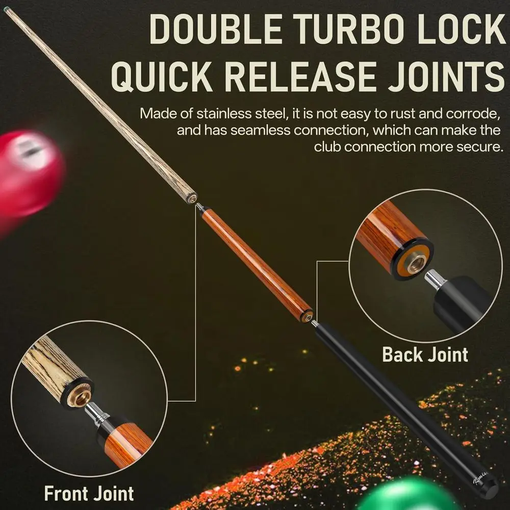 Powerful 21-28oz Jump & Break Pool Cue for Explosive Shots, 14mm Pro Tip, Chalk & Glove Included