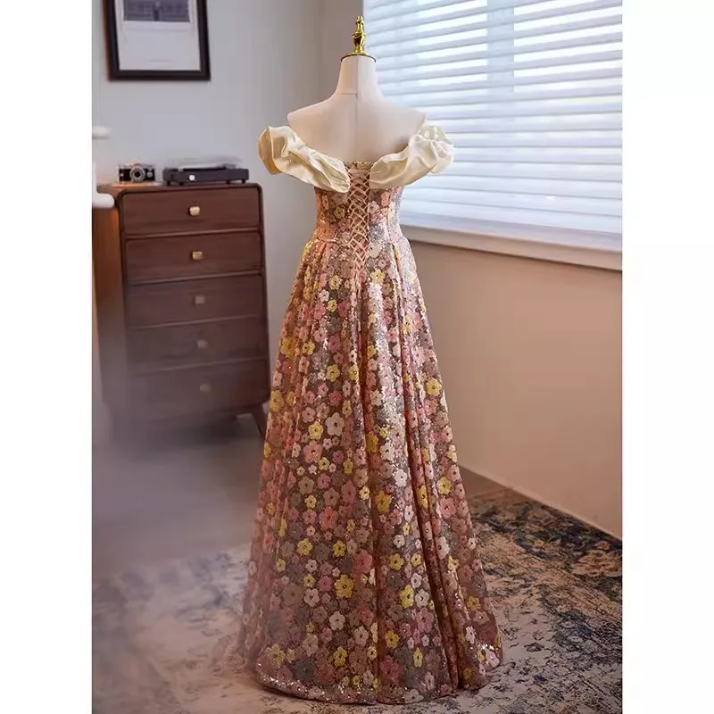 NA-G41 Customized Real Picture Sequined Women Evening Dresses Off Shoulder Long Formal Special Occasion Dress For Wedding Party