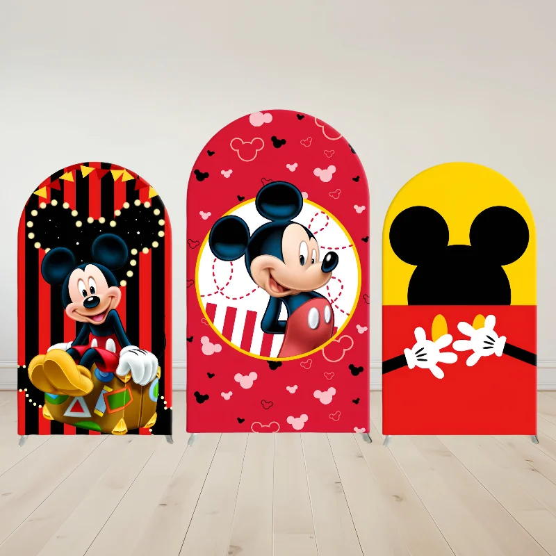 

Hasbro Mickey Mouse Arch Cover Kids Birthday Party Photo Backdrop Background Photography Baby Shower Supplies Props Photographic