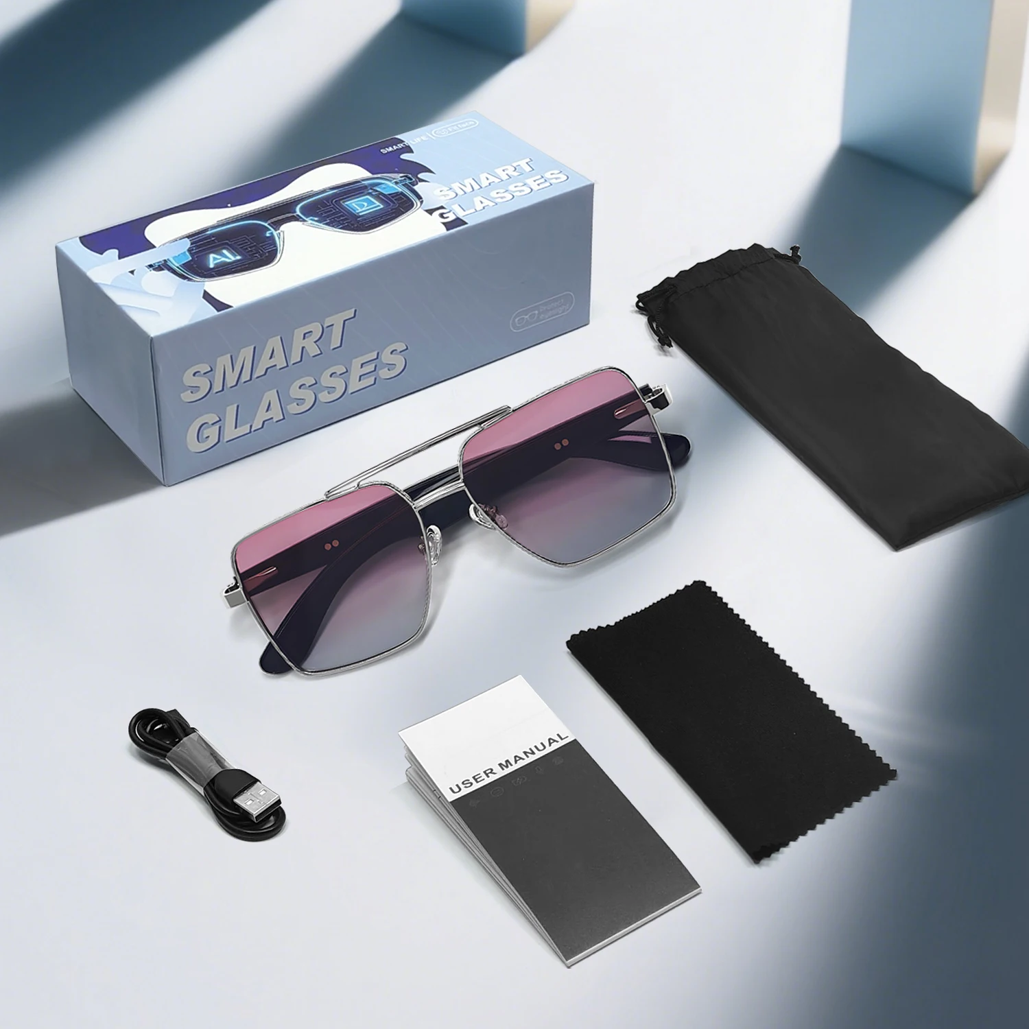 Gafas de sol inteligentes Llamada Bluetooth Auriculares para deportes al aire libre Gafas inteligentes con micrófono y altavoz incorporados