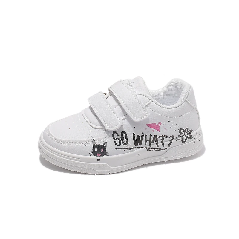 

Kids Casual Shoes for Boys Girls Fashion Classic Children White Skate Sneakers with Cartoon Prints Non-slip Soft Breathable New