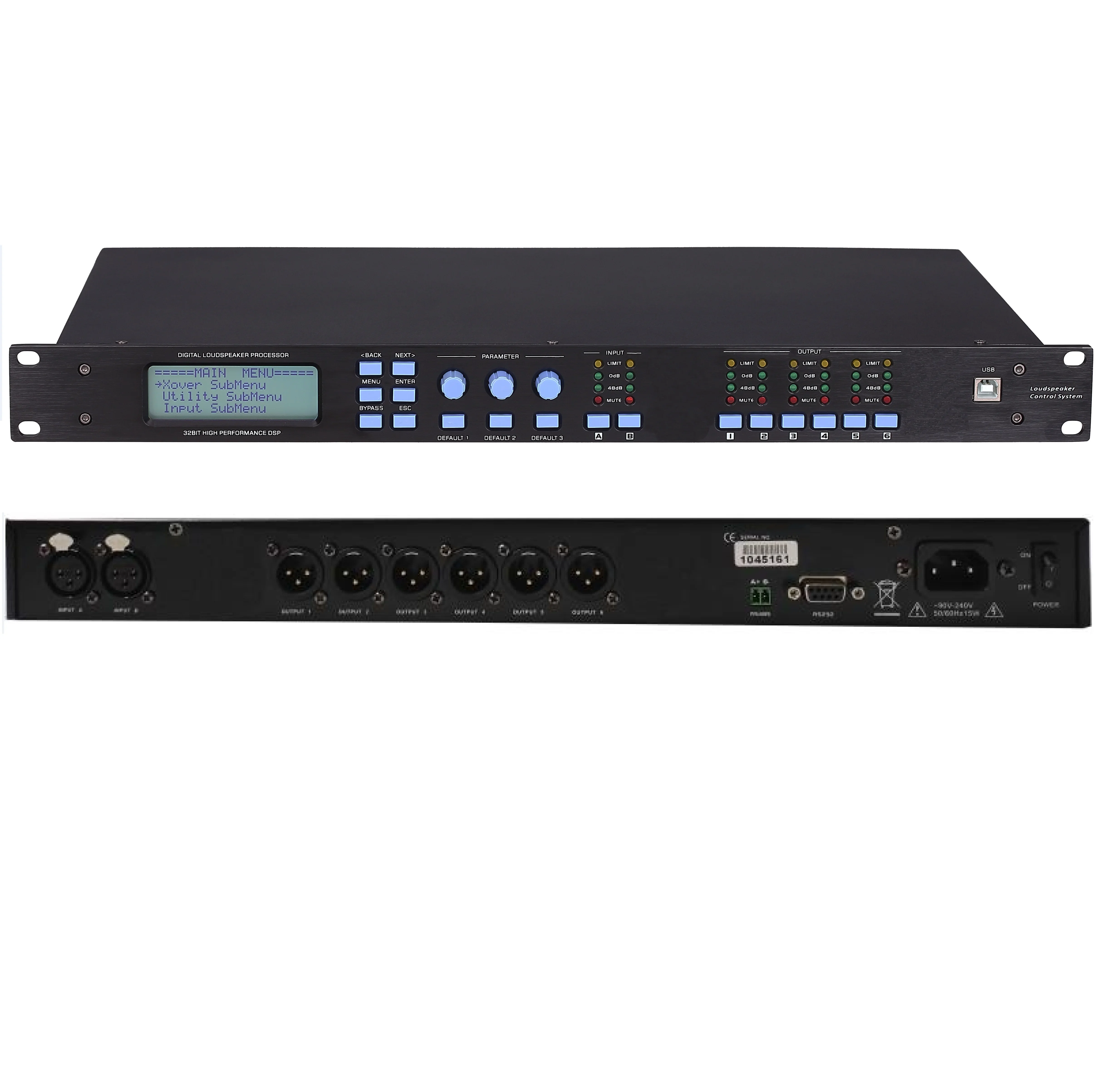 New DSP260 Rack 2in 6out Loudspeaker Management System Pro Stage Sound Processor