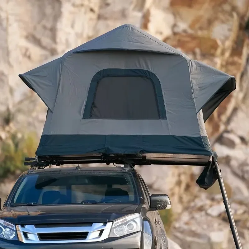 Patented Inflatable Roof Top Tent Air Tube Built-in Pump 2-3 Person Camping 145cm Height LED Light SUV Truck Van Sedan