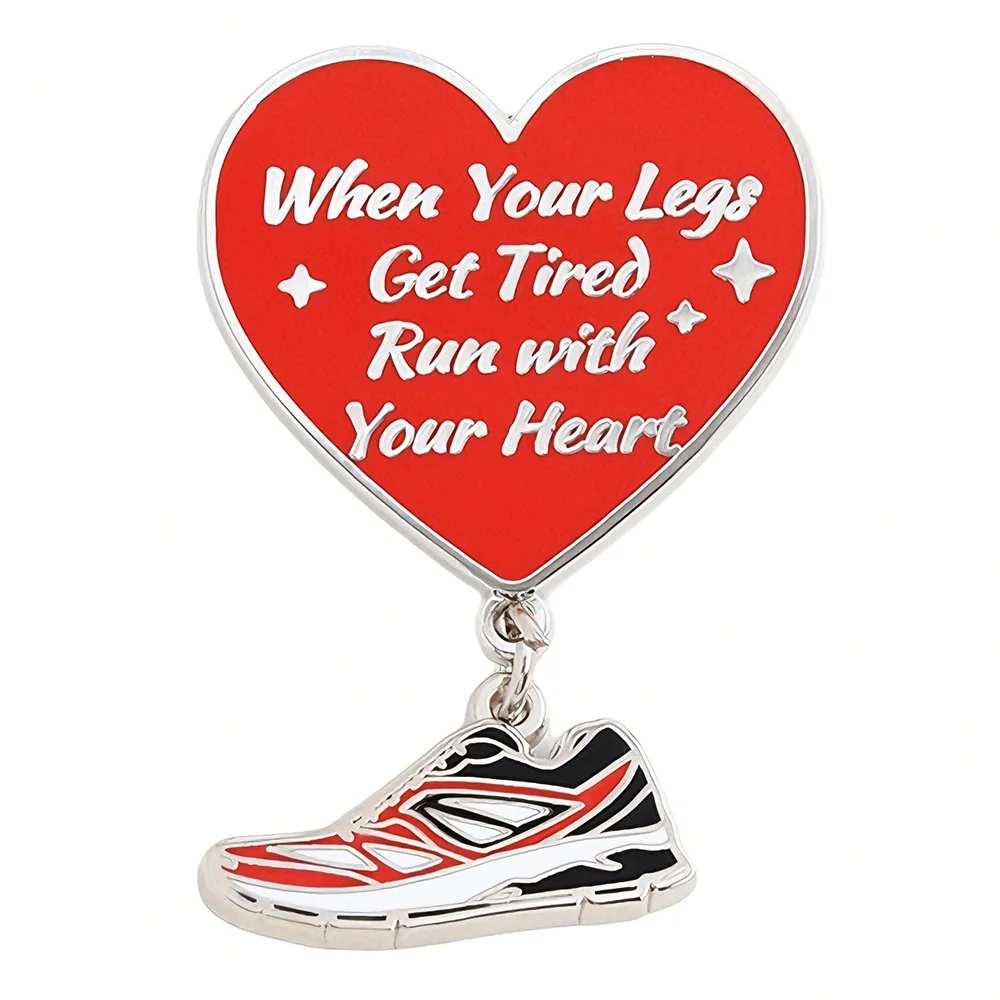 

When Your Legs Get Tired Run With Your Heart Enamel Pin Sneakers-Badge Runner Gifts For Women Men Inspirational Jewelry
