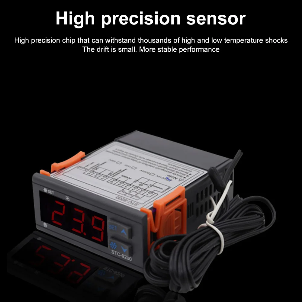 STC-9200 LED Temperature Controller With Refrigeration Defrost Fan Alarm Function And Two Sensors AC 110V-220V DC 24V 12V