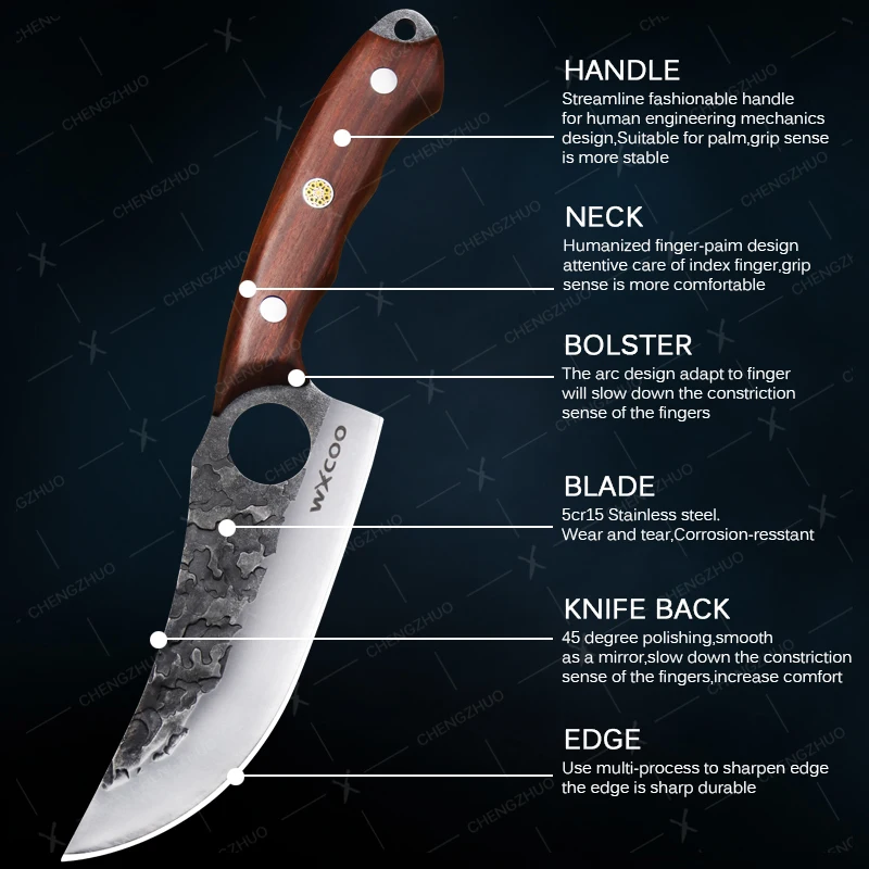 Kitchen Household Cutting Knife Hand-Forged Kitchen Boning Knife Butchers Knives Professional Cleaver Slicing Knife Meat Cutter
