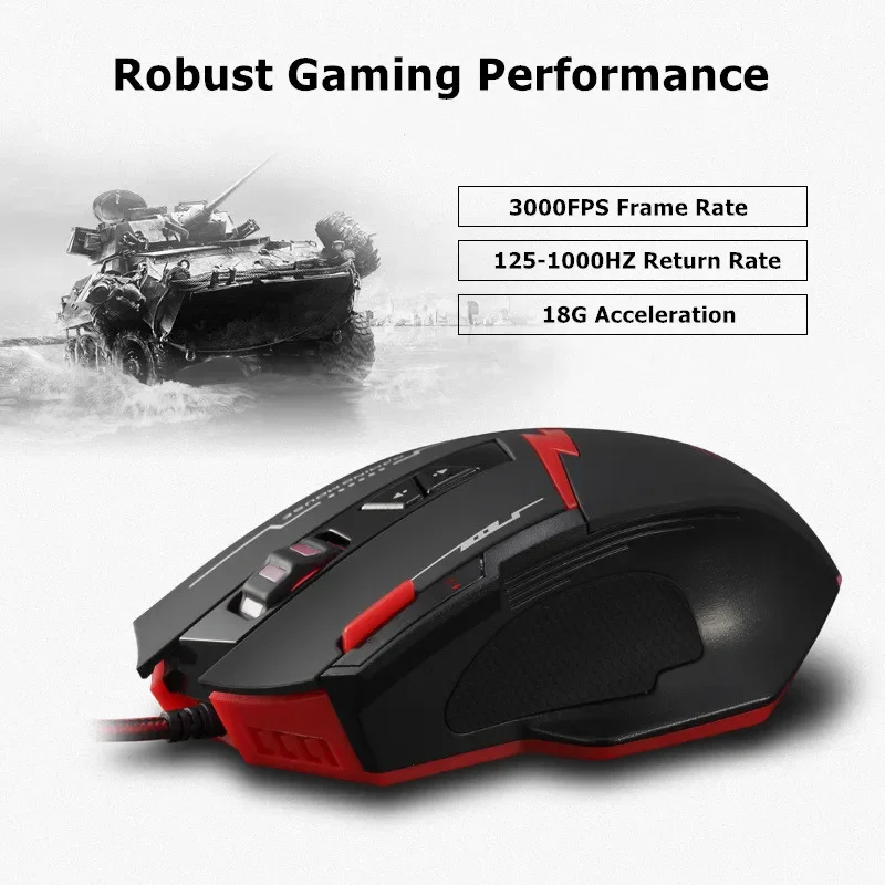 Zelotes Master 8 Mouse Game Pemrograman Model Pribadi Kunci 2500Dpi Mouse E-sports Berkabel Makro Penekan Pistol