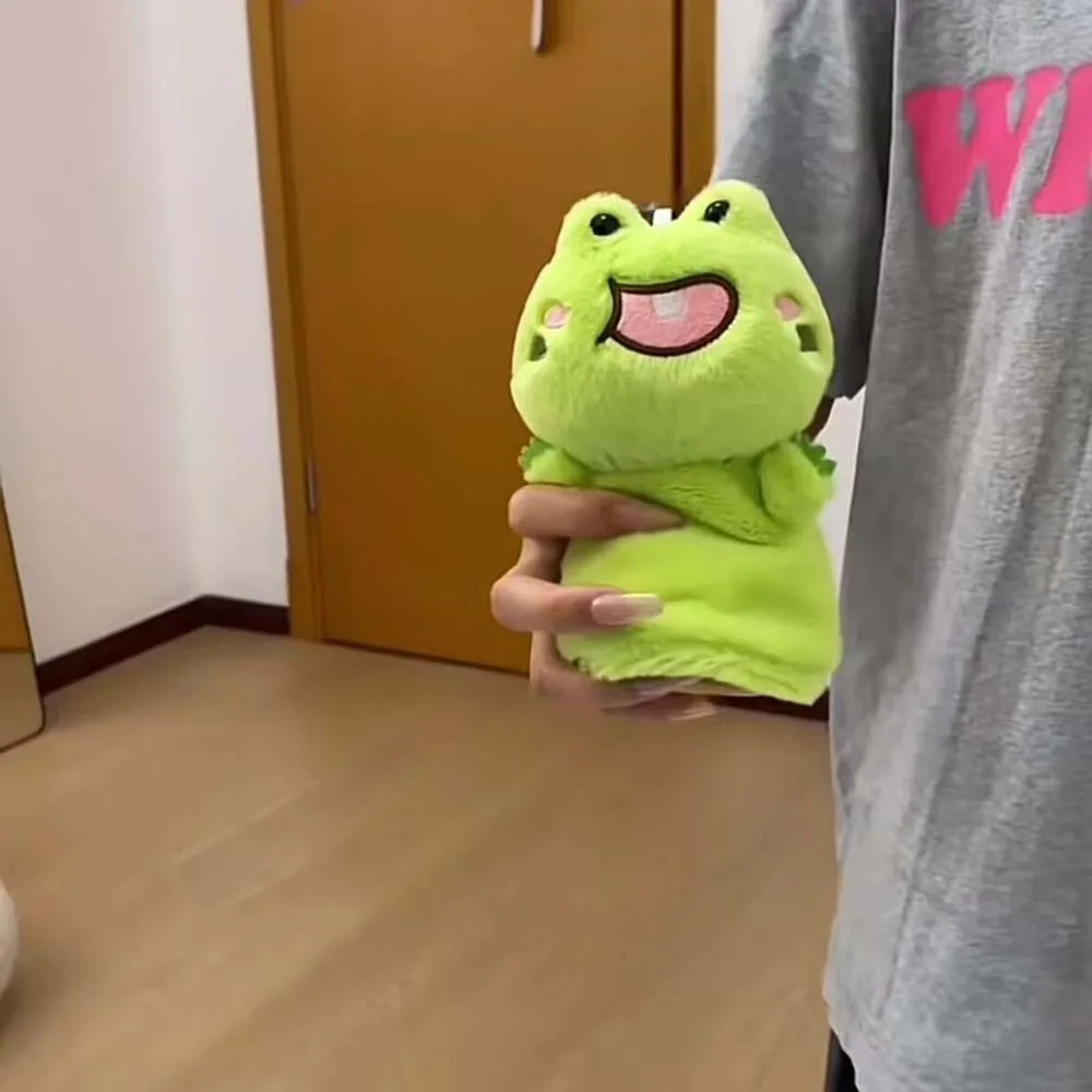 

2pcs/set Cute Frog Gift Bag Keychain Cartoon Animal PP Cotton White Cat Pendant Green Surprising Plush Gift Ring Box