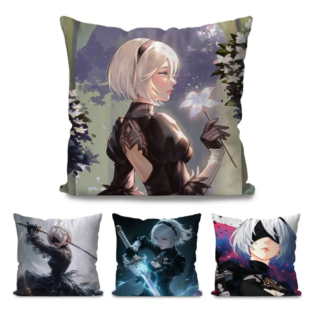 Nier Automata Anime Fight Game Pillow Case Fashion Square Pillowcase Bedroom Sofa Room Ins Decoration Leisure