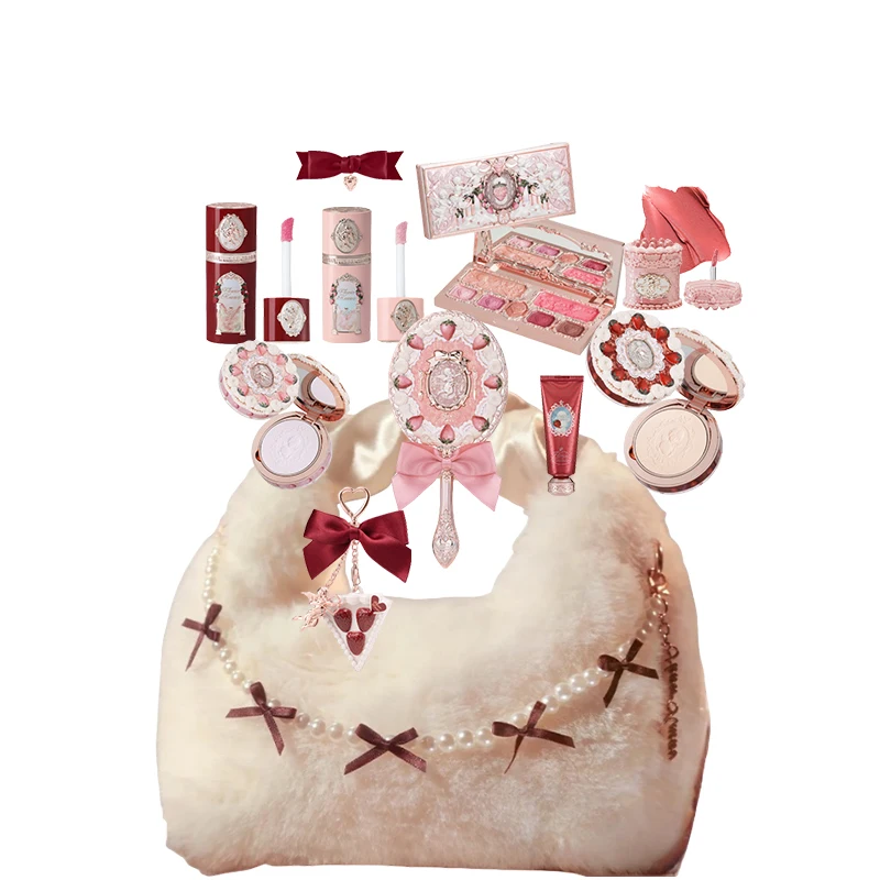 Make-up-Set Flower Knows All in One GiftBox Glitzer-Lidschatten-Palette Langlebige Samt-Lippencreme Mattes Rouge mit Kosmetiktasche