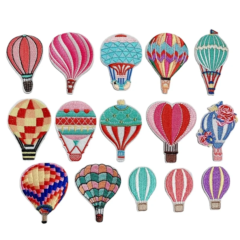 50pcs/Lot Luxury Embroidery Patch Hot Air Balloon Flower Basket Shirt Dress Bag Clothing Decoration Accessory Craft Diy Applique