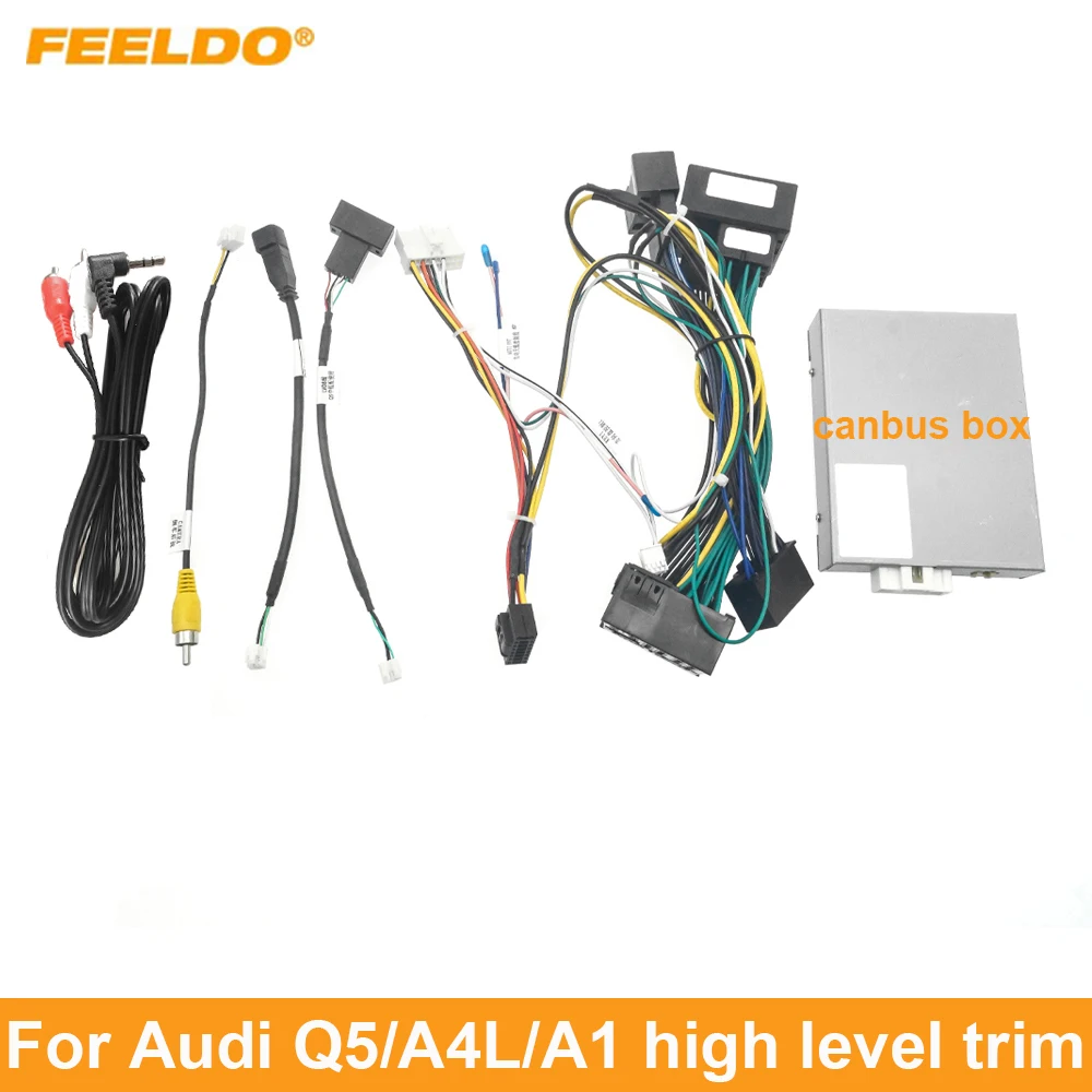 

FEELDO Car 16pin Audio Wiring Harness With Canbus Box and LVDS For Audi Q5/A4L/A1 (11-15) Stereo Installation Wire Adapter