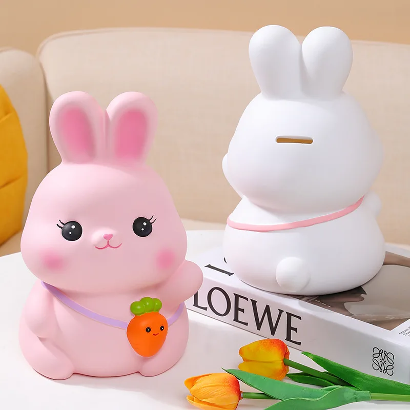Pink Rabbit Money Box. Rubberized Process, Shock-resistant, Suitable For Storing And Retrieving. Children's Birthday School Gift