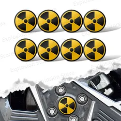 4Pcs 56mm Nuclear Radiation Warning Logo Car Tyre Wheel Center Hub Cap Emblem Decal Badge Stickers Accessories