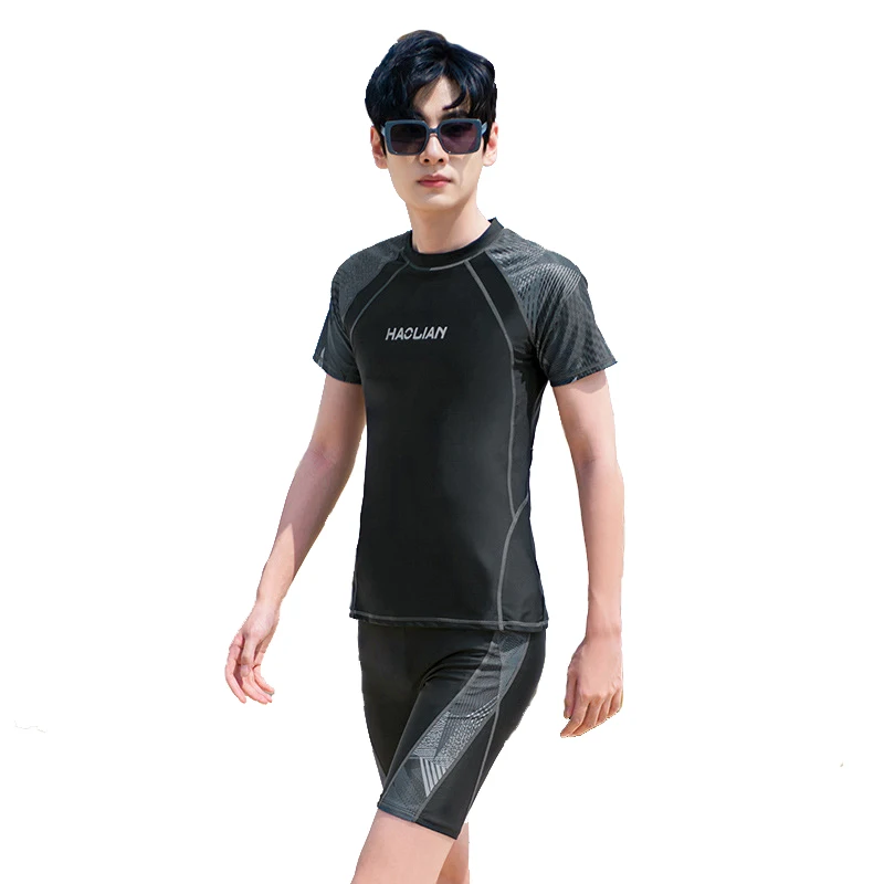 

Plus Size Men Swimwear Two Piece Separate Swimsuit High Waist Swimming Trunks Surfing & Beach Shorts Rashguard Be