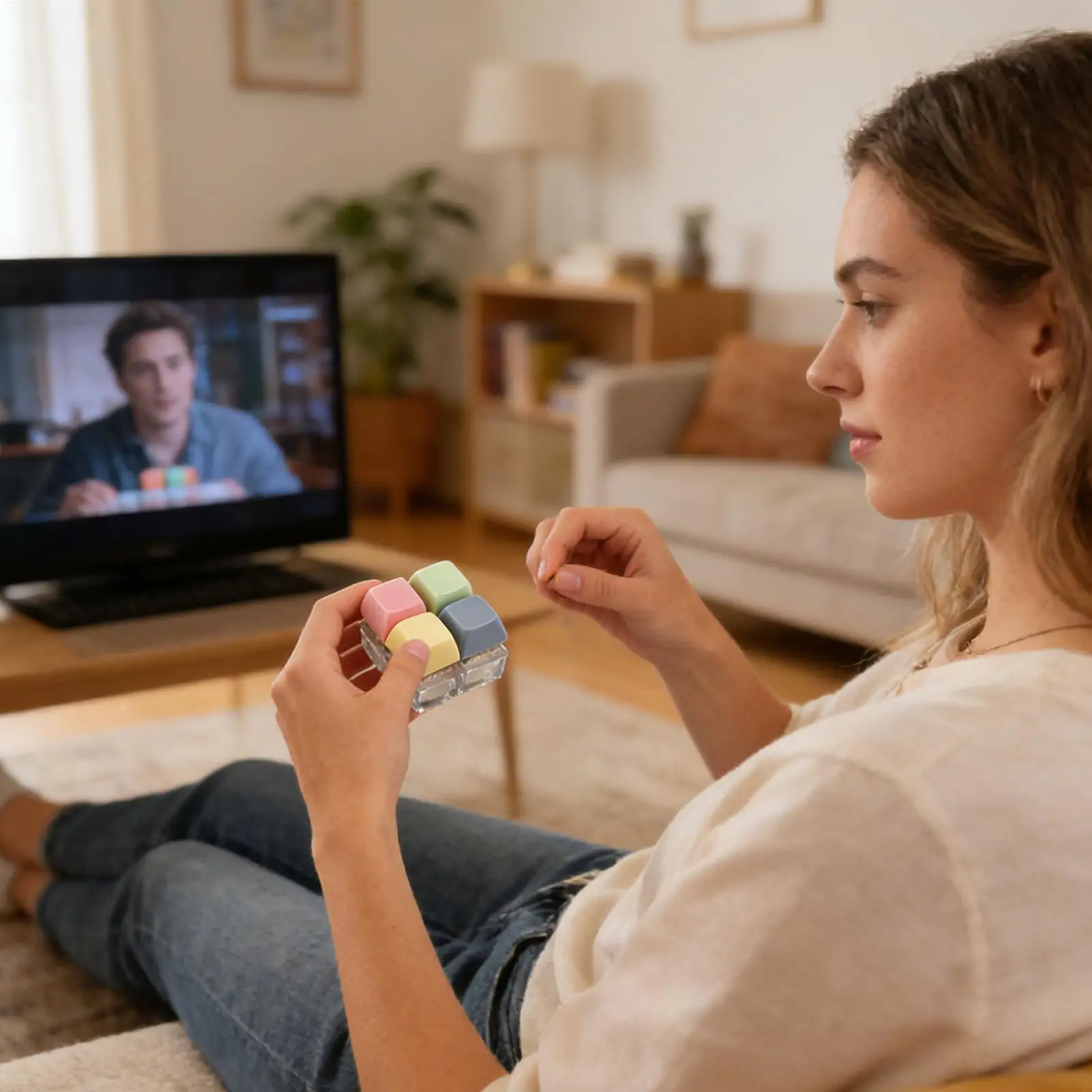 ของเล่นแป้นพิมพ์ 4 ปุ่ม ของเล่นเสริมพัฒนาการทางประสาทสัมผัส พวงกุญแจแป้นพิมพ์ ของเล่นคลายเครียดสำหรับผู้ใหญ่ ใช้ได้ที่บ้าน โรงเรียน ท่องเที่ยว โต๊ะทำงาน แก้เบื่อ กระเป๋าเป้