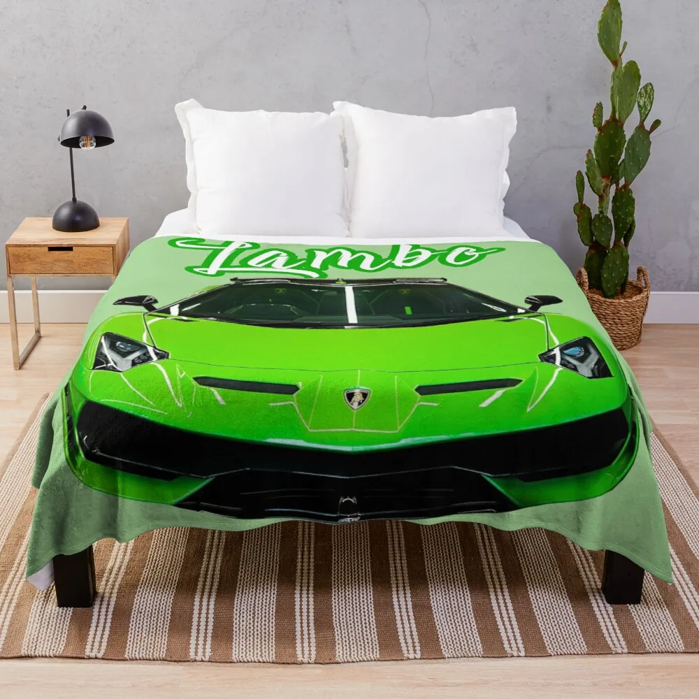 Lambo Green Car Throw Blanket microfiber blanket