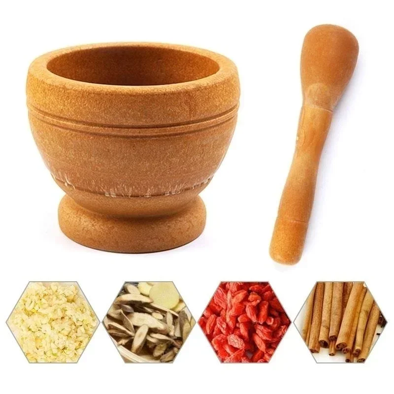 Stone Mortar Masher Multi-function Manual Household Garlic Mortar Pot Grinder Bowl Garlic Pot for Home Cook Tools