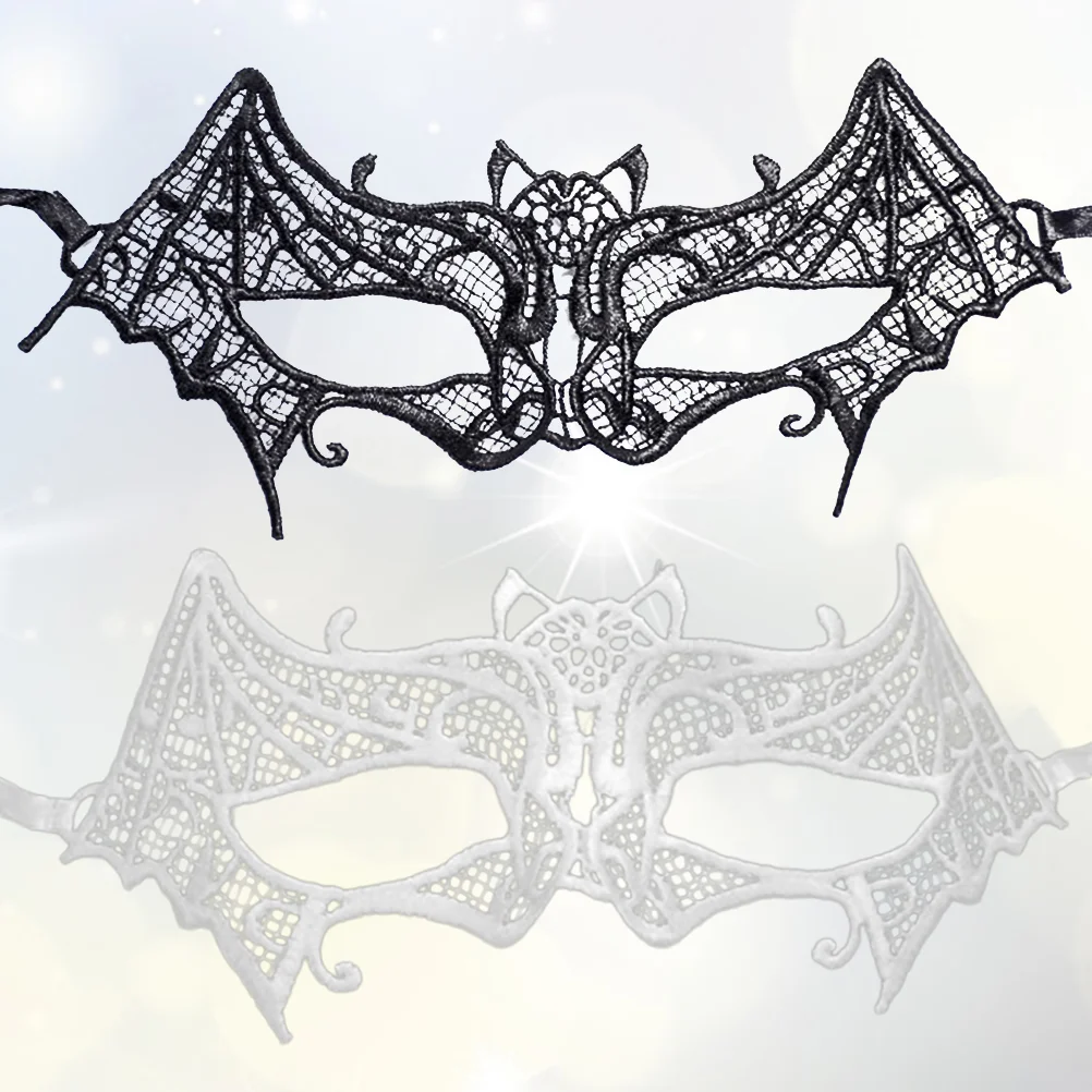 

2 Pcs Bat Lace Half Face Masks Elegant Hollow Lightweight Masquerade Carnival Party Cosplay Fits Adults Children