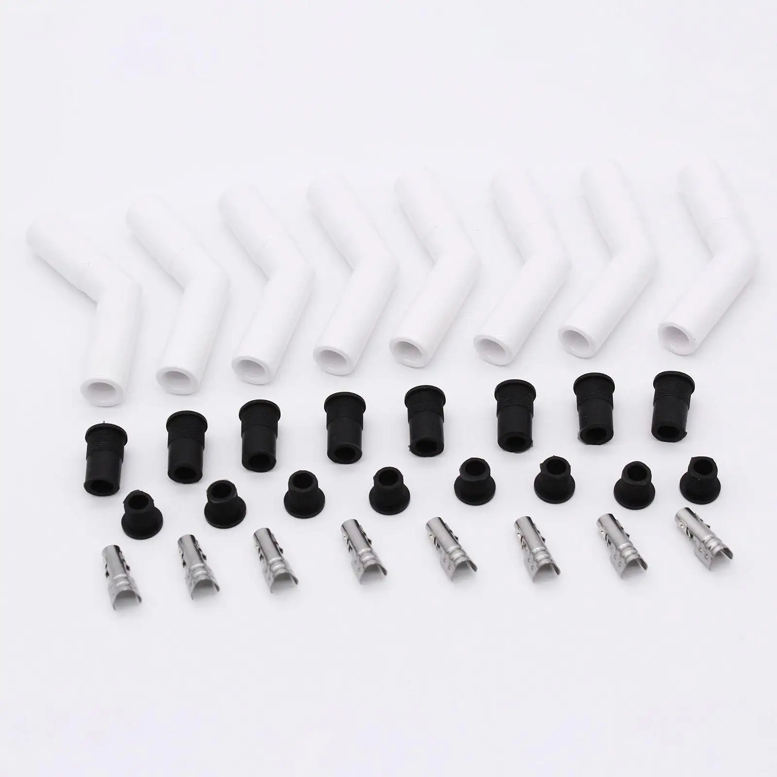 8 Pieces Ceramic Spark Plug Boot Kit Silicone Plug Repair Parts 45 Degree