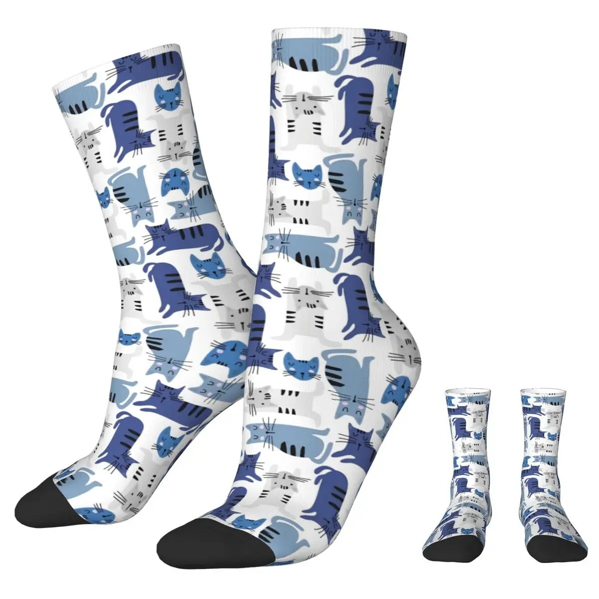 

Lovely Animal Cute Blue White Cat Socks Men Women Casual Cartoon Socks Harajuku Spring Summer Autumn Winter Middle Tube Socks