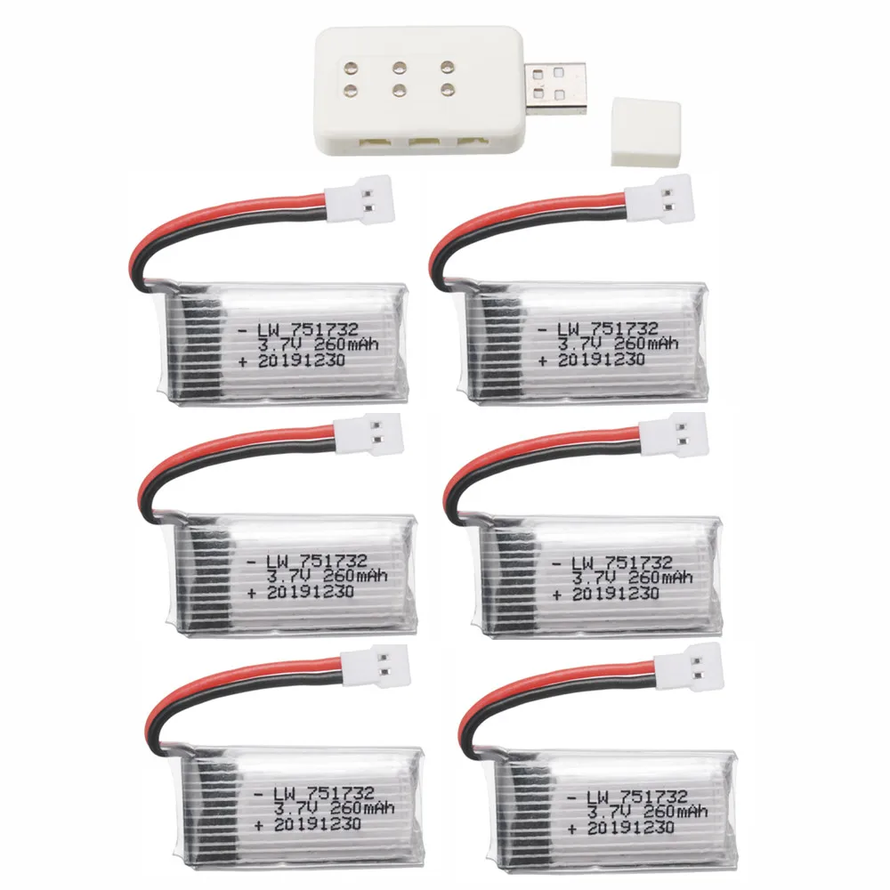 3.7V 260mAh lipo battery For Eachine H8 JJRC H2 H8 H 48 H8Mini RC Quadcopter Drone spare Parts 751732 3.7v Li-PO Battery XH2.54