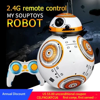 RC Robot with Sound 2.4G Remote Control Action Figure Upgrade Intelligent BB8 Ball Droid Robot BB-8 Model Toys for Children