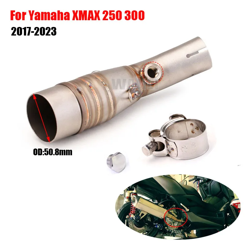 Motorcycle Exhaust Escape Modify Mid Link Pipe Connect 51mm Muffler System For Yamaha XMAX 250 300 XMAX250 XMAX300 2017 - 2023