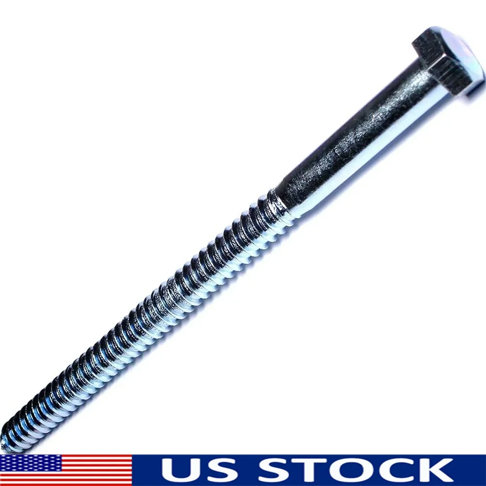 Zinc Plated Steel Hex Lag Screws 3/4 Inch Diameter 12 Inch Length Heavy Duty Fasteners 10 Pieces