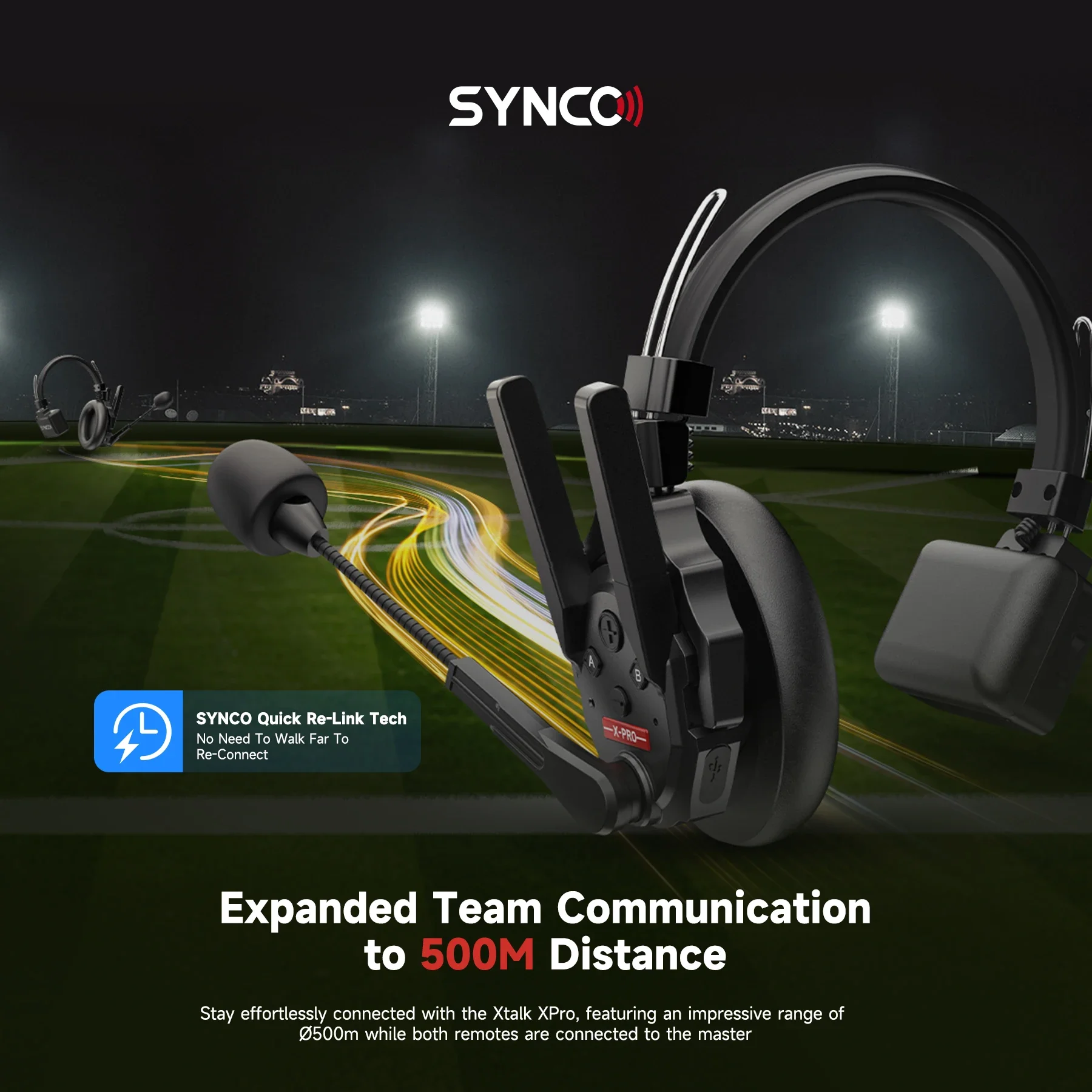 Synco Xtalk Pro X1 X2 X5 X9 2.4G Full-Duplex Single-Ear Reduction Remote Headset Wireless Intercom System 500m Transmission