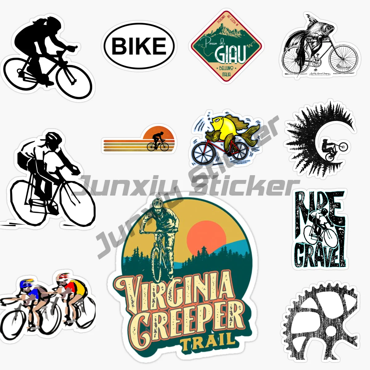 

Creative Bicycle Pattern Sticker Vinyl PVC Material Self-adhesive Decorative Waterproof Decal Car Accessories