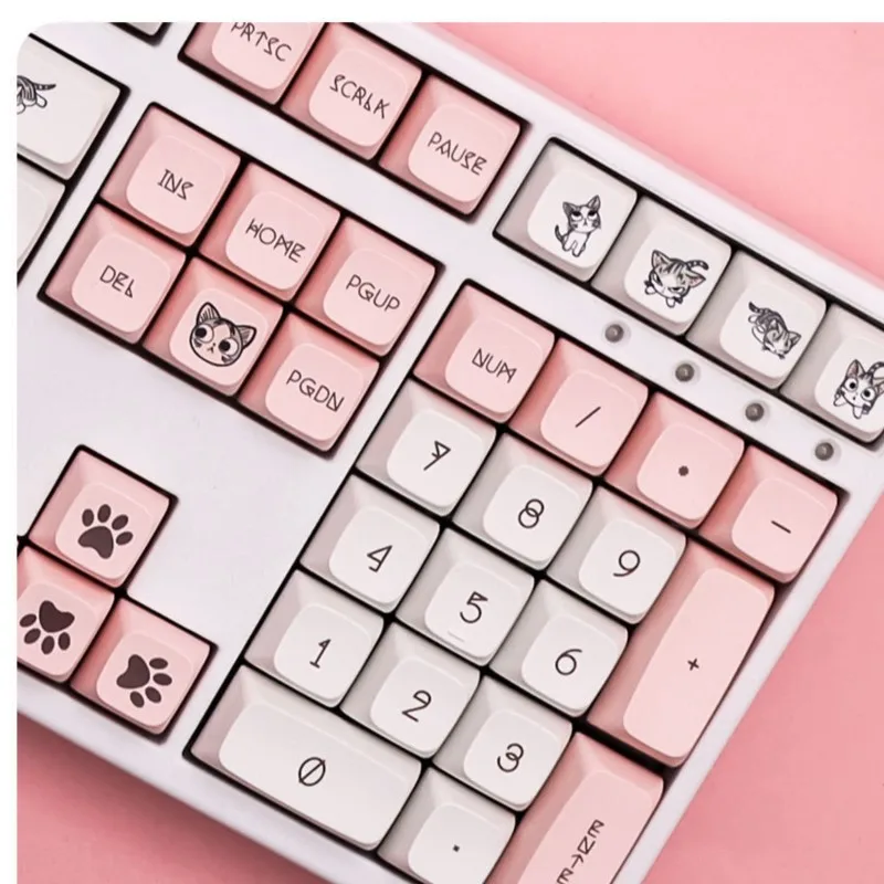 140 Key Cat Cute XDA Keycaps Adaptable 68/84/87/96/98/104/108 Teclado Mecânico Keycaps Personalizada Kawaii Custom Keycap Set