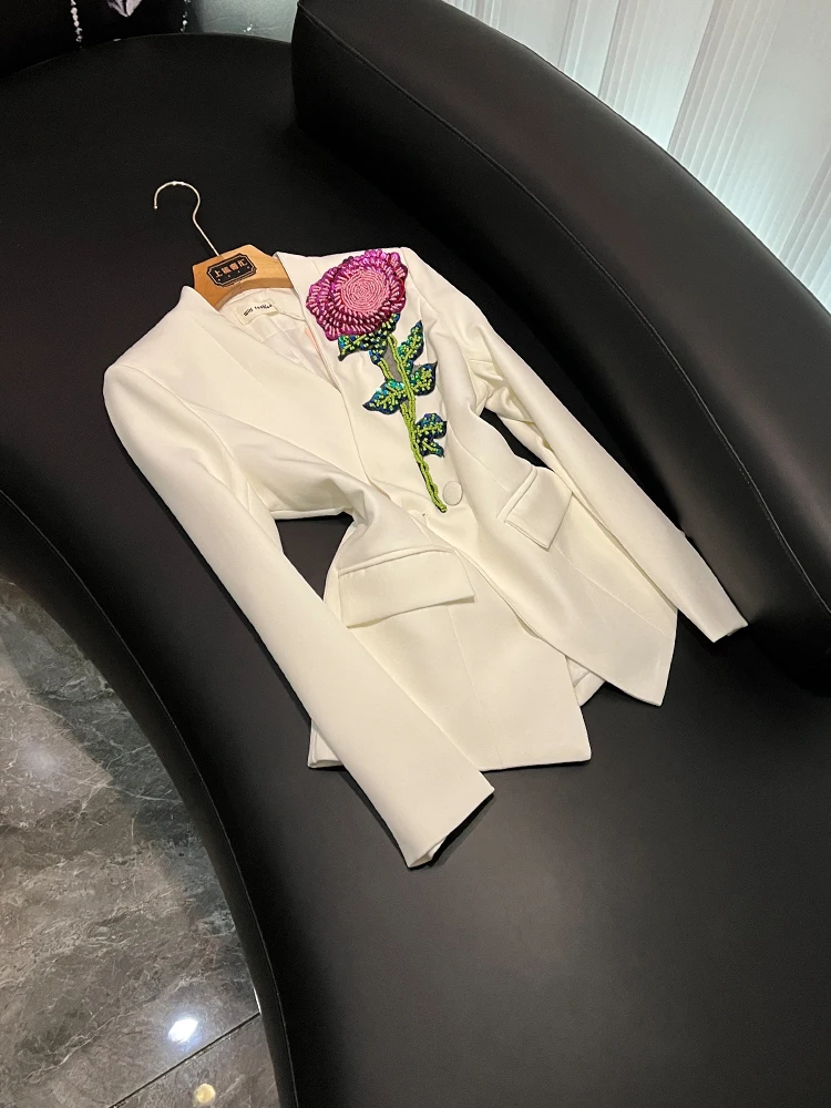 

Ele Floral Design Women's Suit Jaet V-Ne Long Sve Commute Sle Faionable Winter New Arrival WY6