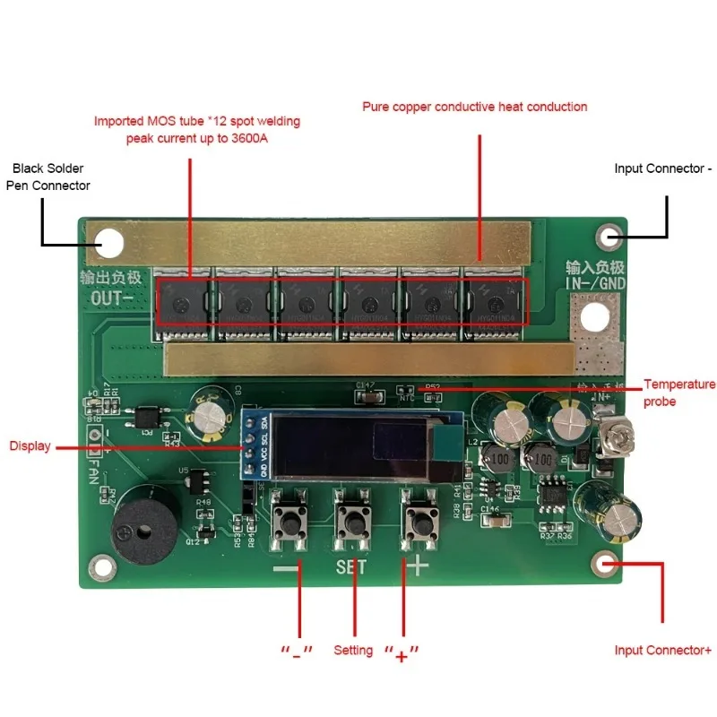 12V Spot Welder Module with Welding Pen DIY Spot Welder Kit Intelligent Spot Welder Control Board Set for Lithium Battery 18650