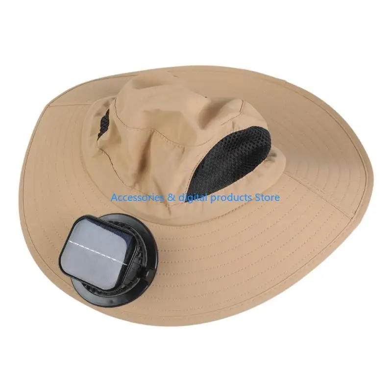 77JD Outdoor Solar Fan Hat Adjustable Headband Lightweight Sun Protective For Adults