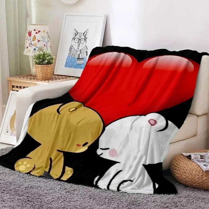 Cute Bubu and Dudu Series Blanket Cartoon Print Kids Warm Flannel Soft Comfortable Home Travel Blanket Bed Blanket Birthday Gift