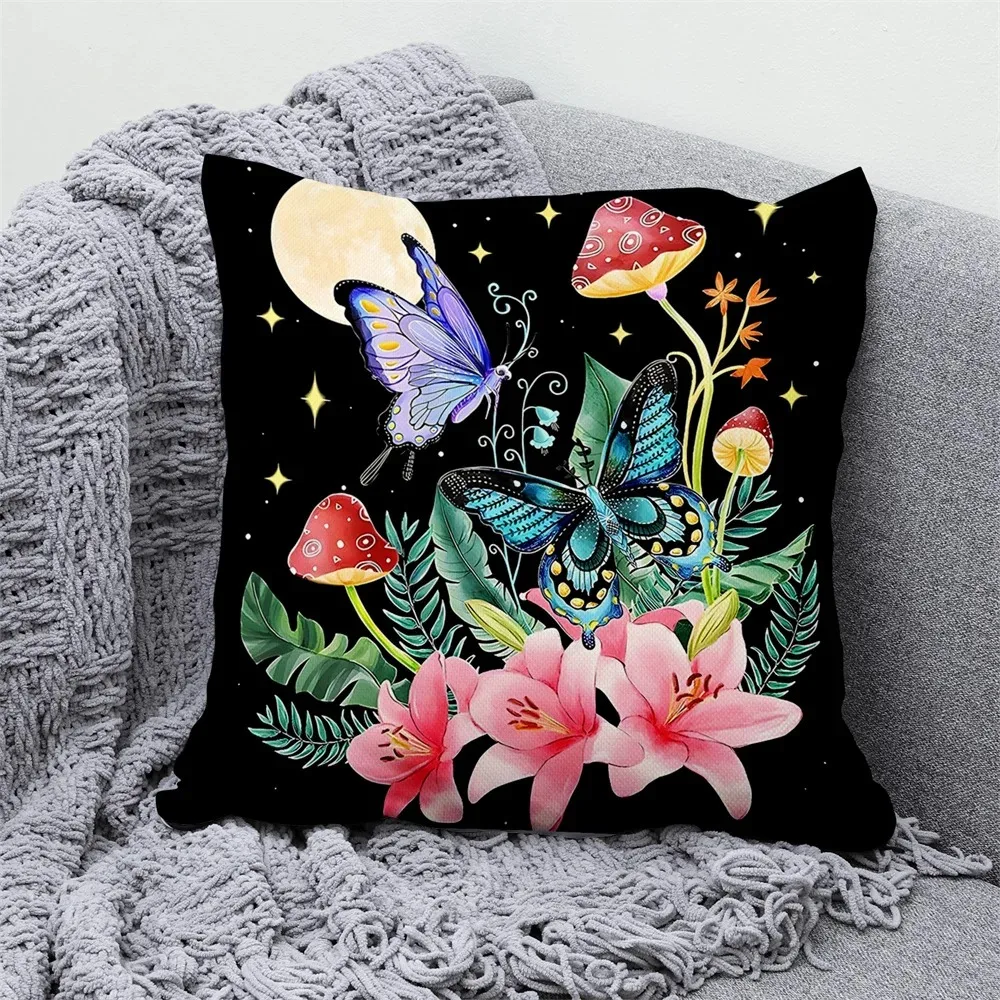 Mandala Sun and Moon Decorative Pillowcase Tarot Skull Evil Eye Astronaut Black Pillowcase Home Sofa Car Office Decoration