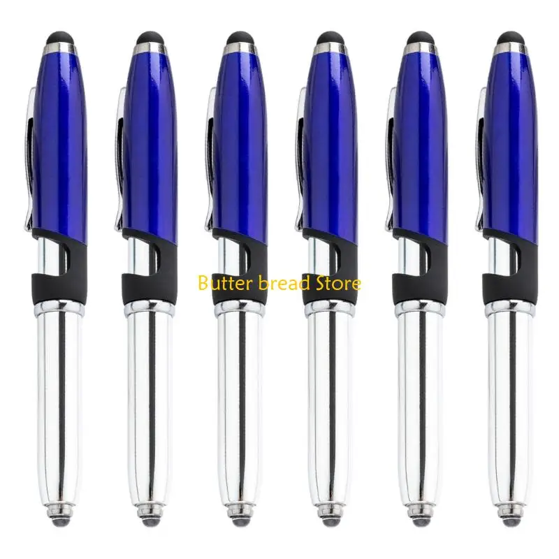 

W89C 6pcs 3 in 1 Ballpoint Pen 1.0mm Pen Black Writing Pen for School