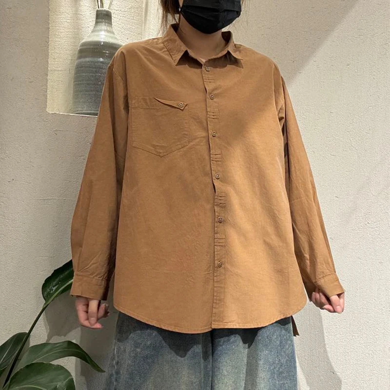 Masss Wasss-camisas clásicas holgadas de algodón sólido para mujer, Tops elegantes Vintage a la moda, blusas informales de diseño europeo para mujer