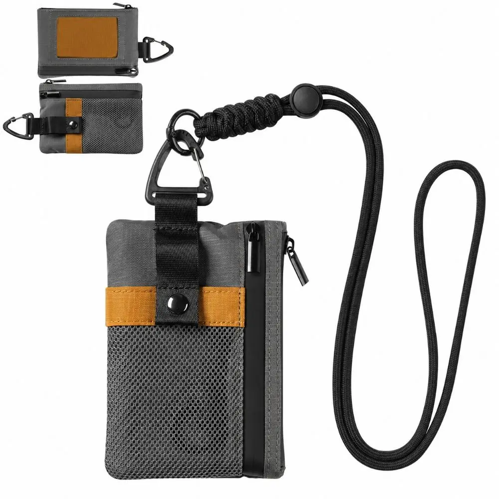 Multi Functional Nylon RFID Wallet Waterproof Zipper Lanyard Wallet with Lanyard RFID Blocking Card Holder Gift Giving