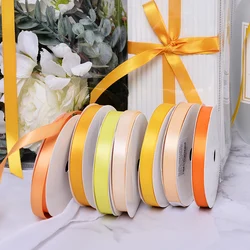 YAMA 100yards Single Face Satin Gold Ribbon 6 9 13 16 19 22 mm Fabric Yellow for Party Wedding Decoration Handmade Gift Ribbons