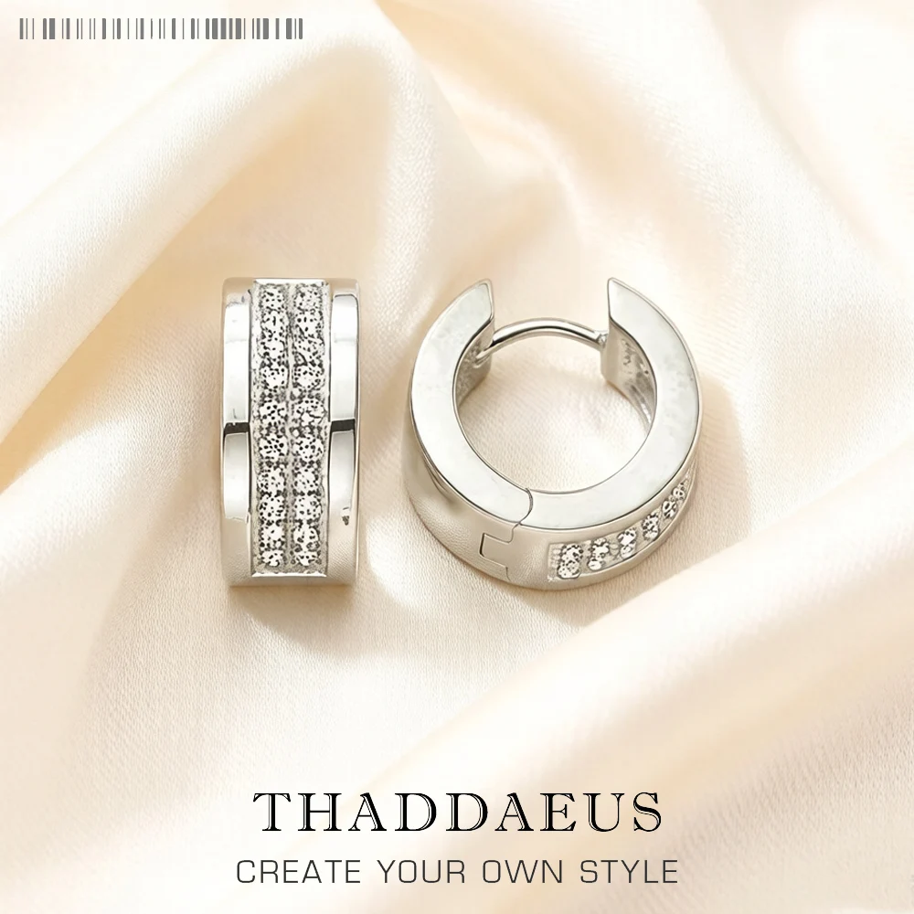 Creole-Ohrringe mit weißen Steinen, Geschenk aus 925er Sterlingsilber, europäischer Stil, glamouröser, trendiger, modischer, edler Schmuck für Frauen