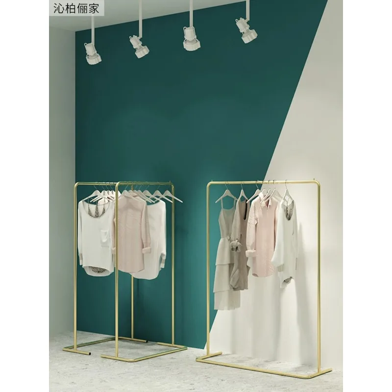 Clothing store floor-standing display stand, gold and silver combination, Nakajima is hanging simple store shelf hanging hanger